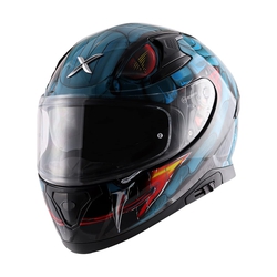 Axor Apex Venomous Full Face Helmet With Double D-Ring (Dull Black Blue, M)